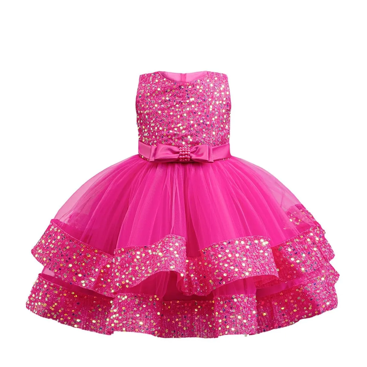 Hot Pink Sequin Princess Dress for Girls