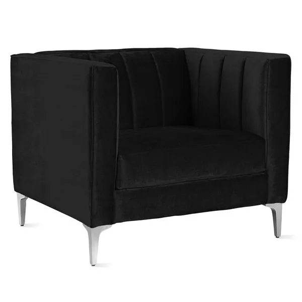 Pearl Velvet 1 Seater Armchair/ Sofa - Black