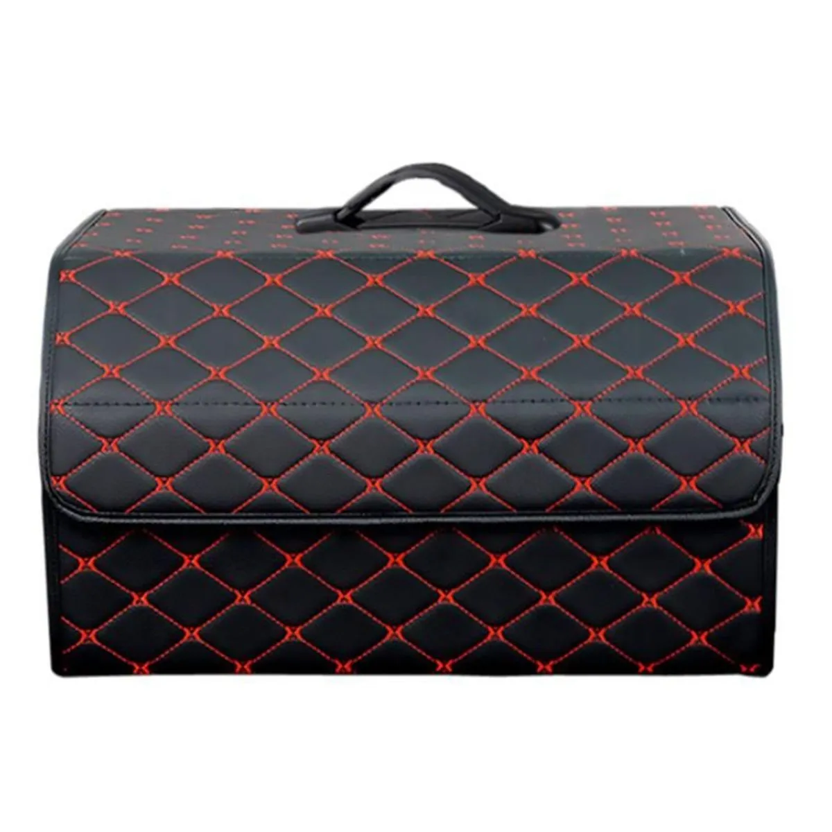 Car Storage Box Car Trunk Tidy Organizer Foldable Vehicle Boot Storage Bag - Black and Red