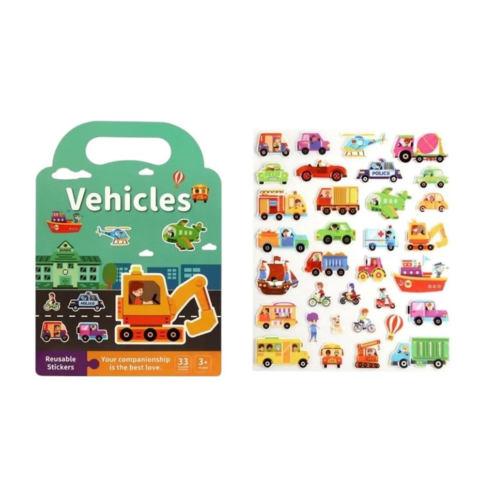 2 Piece - Vehicles Themed Children's Sticker Book - Green