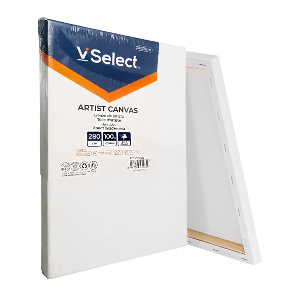 VSelect - Stretched Canvas Boards for Painting, Multiple Size, 100% Cotton - 20X30CM