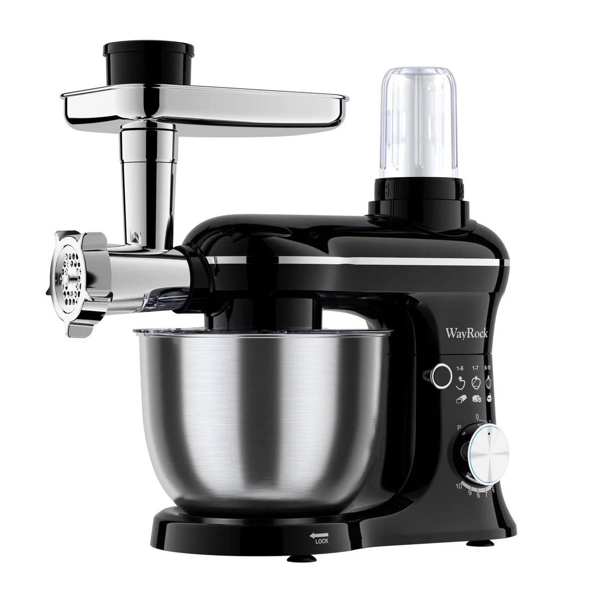 WayRock 3 in 1 Stand Mixer+Grinder+Blender, Two Bowl+ Two Juice Cup - Black