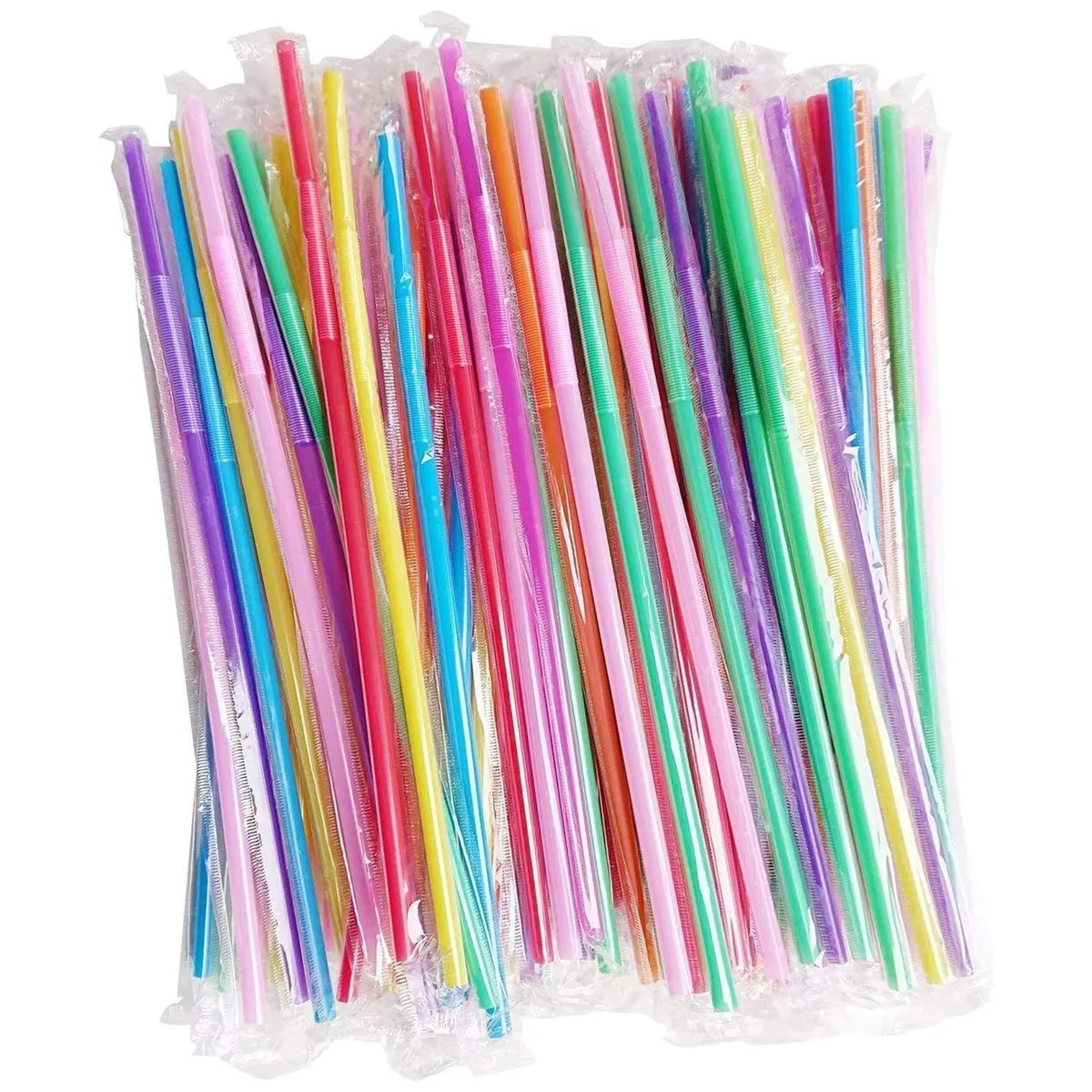 100 Pieces Disposable Straws Flexible Straws Drinking Straws Bendy Straws