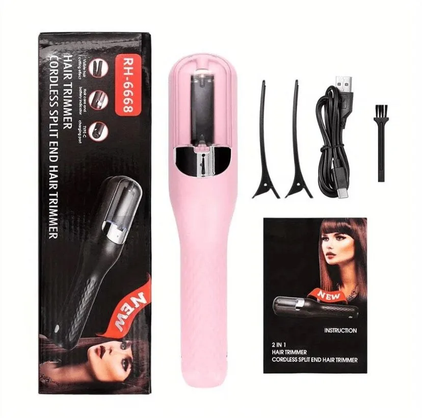 Professional Cordless Split End Hair Trimmer - Pink