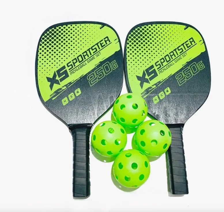 SamMag Biz Pickleball Paddles Kit with 4 Balls Pickleball Game Set - Green, Black