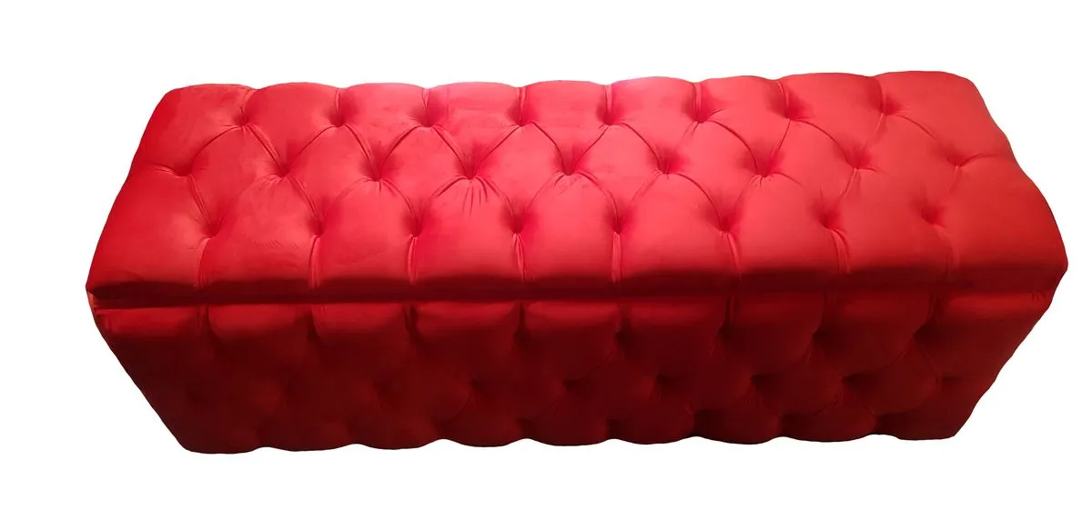 Storage Ottoman in Red Velvet