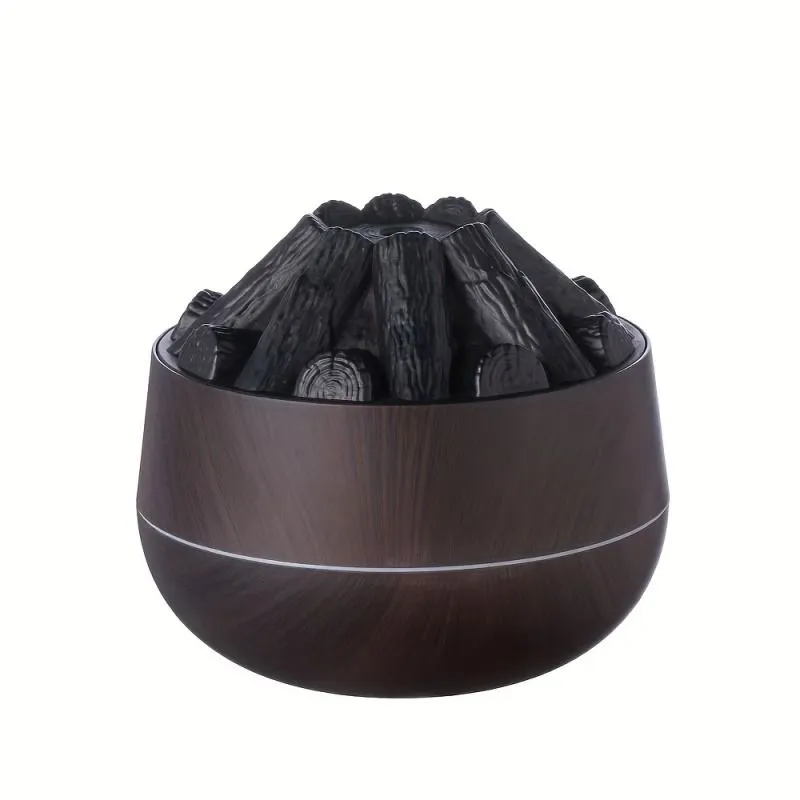 3D Volcano Flame Humidifier - Smart LED Mist & Aroma Oil Diffuser - Black