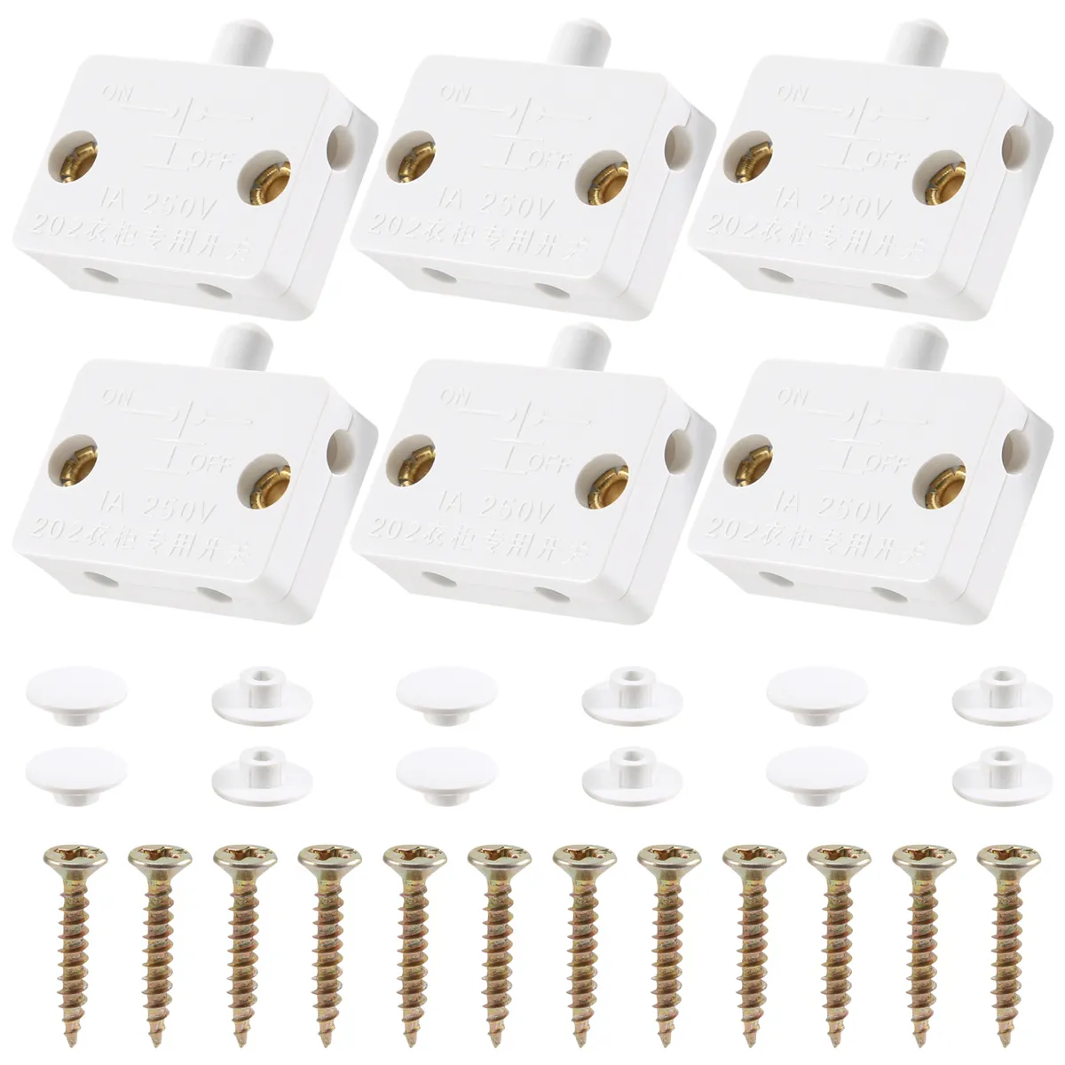 6Pcs Door Led Switch For Closet Light Electrical Lamp Switches White