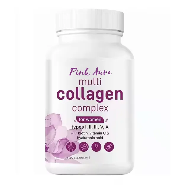 Pink Aura Multi Collagen Complex Type I, II, III, V, X , Biotin & Vitamin C