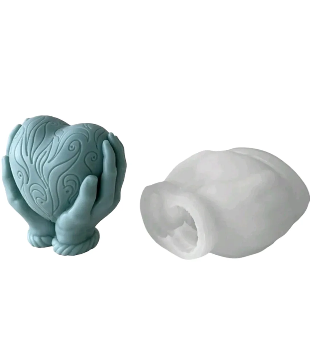 Cupping Hands Heart-Shaped Silicone Mold for Candle Making