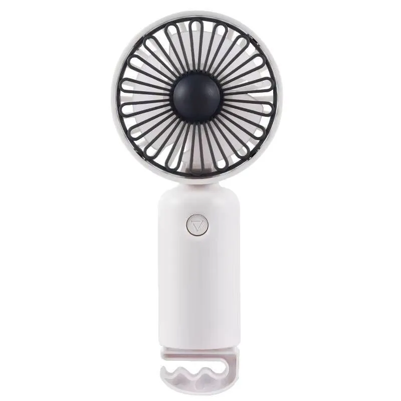 Mini Handheld USB Rechargeable Fan, 3-Speed, Portable - Black-White