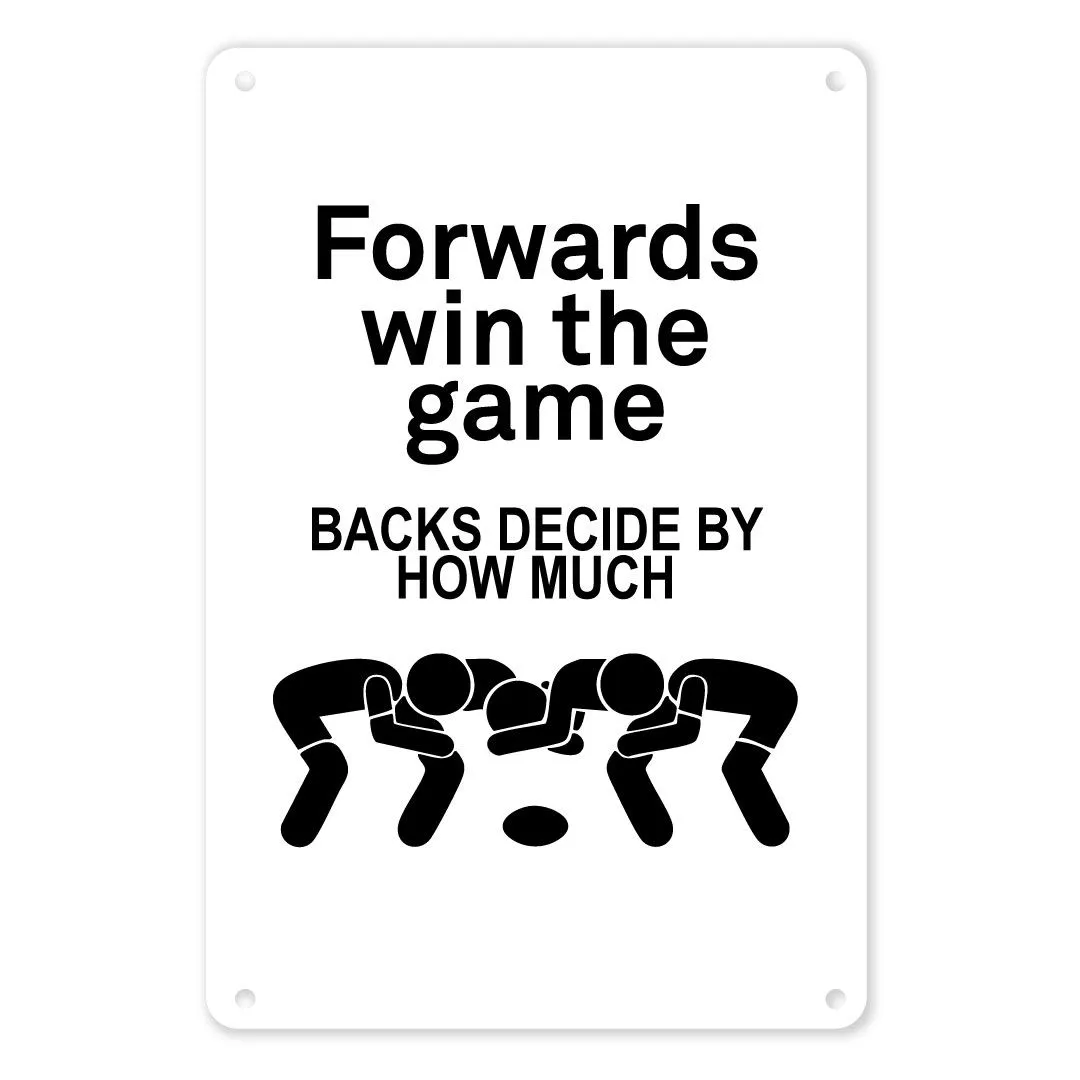 A4 Metal/Tin Poster - Forwards Win the Game Backs Decide the Score | Rugby