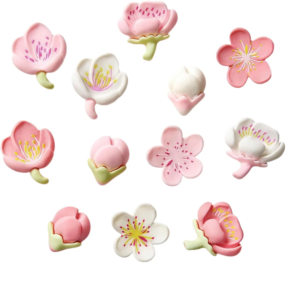 Peach Blossom and Cherry Blossom Resin Car Hair Accessories DIY Kit 60PCS