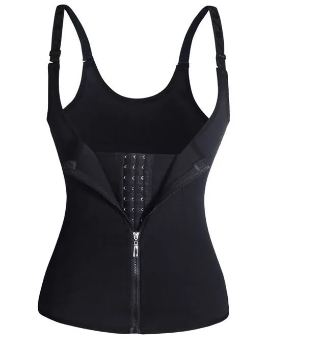 Adjustable Shoulder Strap Body Waist Cincher Vest - Black