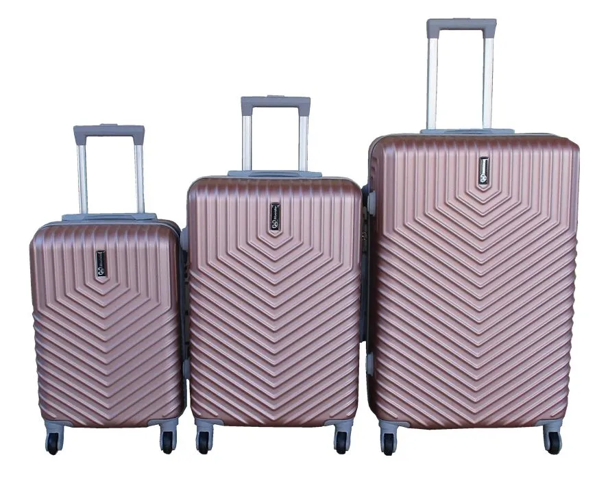 3-Piece Travel Luggage Suitcase Bag Set-Stylish, And Convenient - Rose Gold