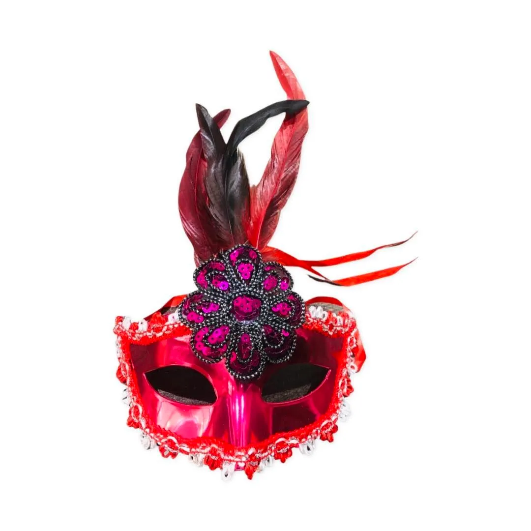 Mardi-Gras Show Girl Mask - Ruby Red