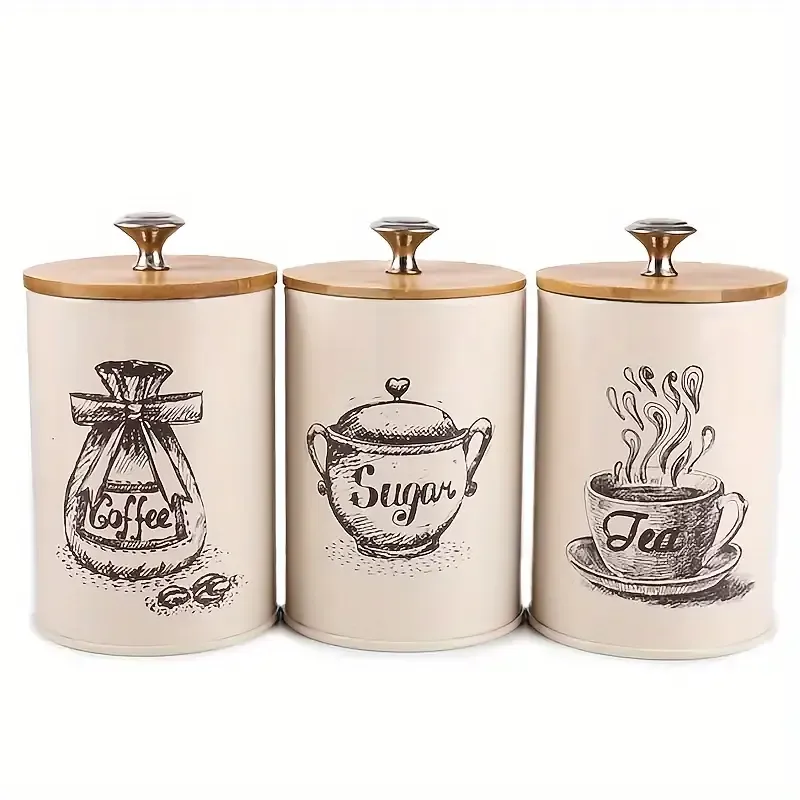 Kings Home Set of 3 Coffee Sugar Tea Container