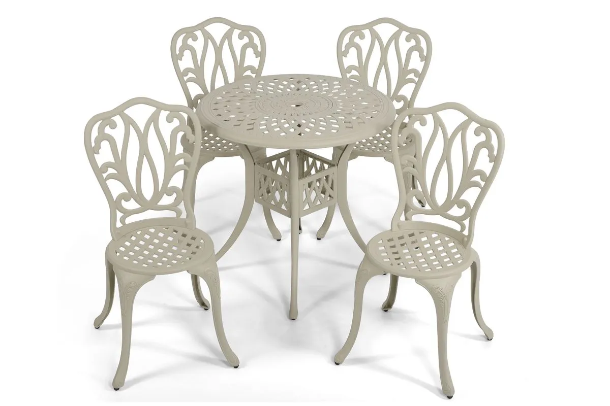 4 Seater Lisa Outdoor Aluminium Patio 5-Piece Garden Table and Chairs - Sand