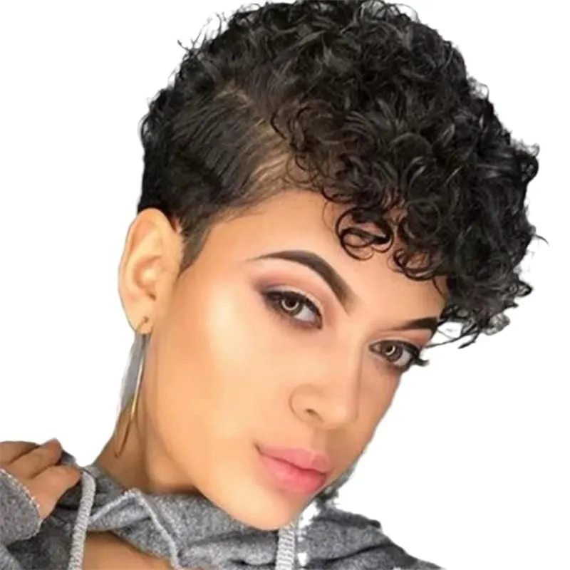 Ladies Short Hair Fluffy African Wig Mechanism Chemical Fiber Headgear