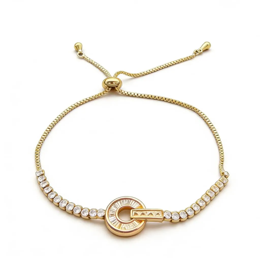 Adjustable Zircon Bracelet Fashion Ring Geometry Micro InlaidBracelet - Gold