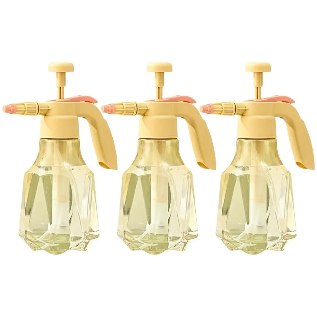 3 Pack - Premium 1.5L Refillable Hand Pressure Spray Bottle - Yellow