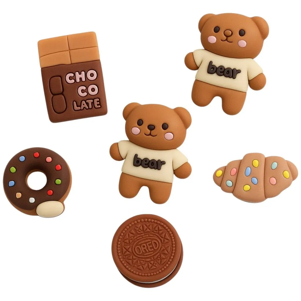 Donut Bear Charms For Shoes - Brown Pack of 6