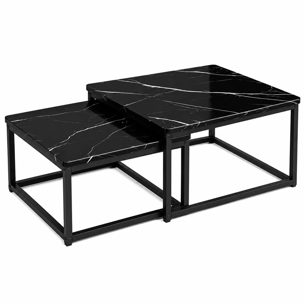 Modern Black Marble Nesting Coffee Table Set