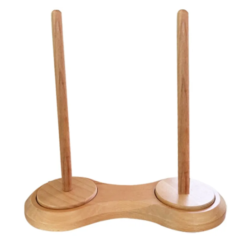 Double Wooden Yarn Skein Holder for Knitting Yarn Spindle Dispenser