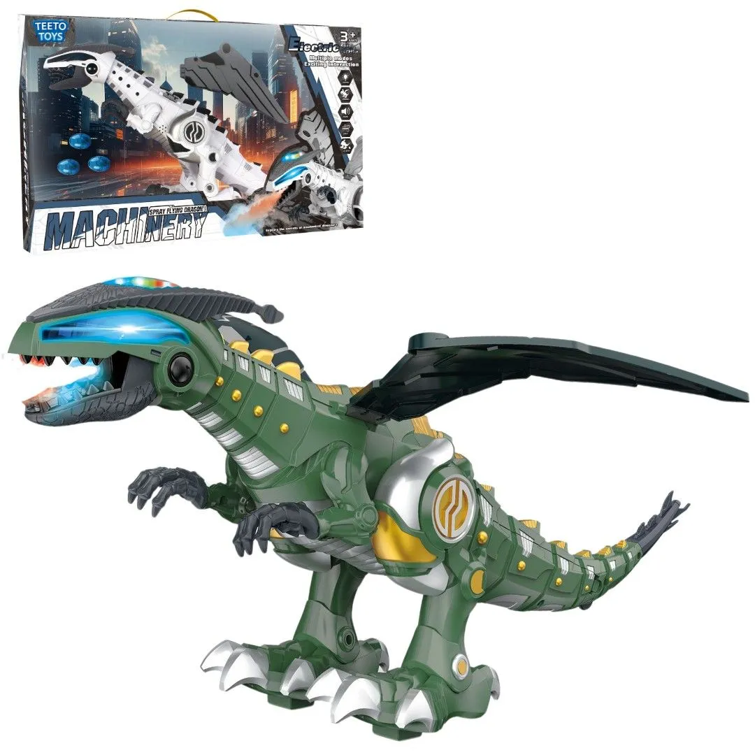 TEETO TOYS Electric Robo Dinosaur Toy - Toys for Boys and Toddlers - Green, Black