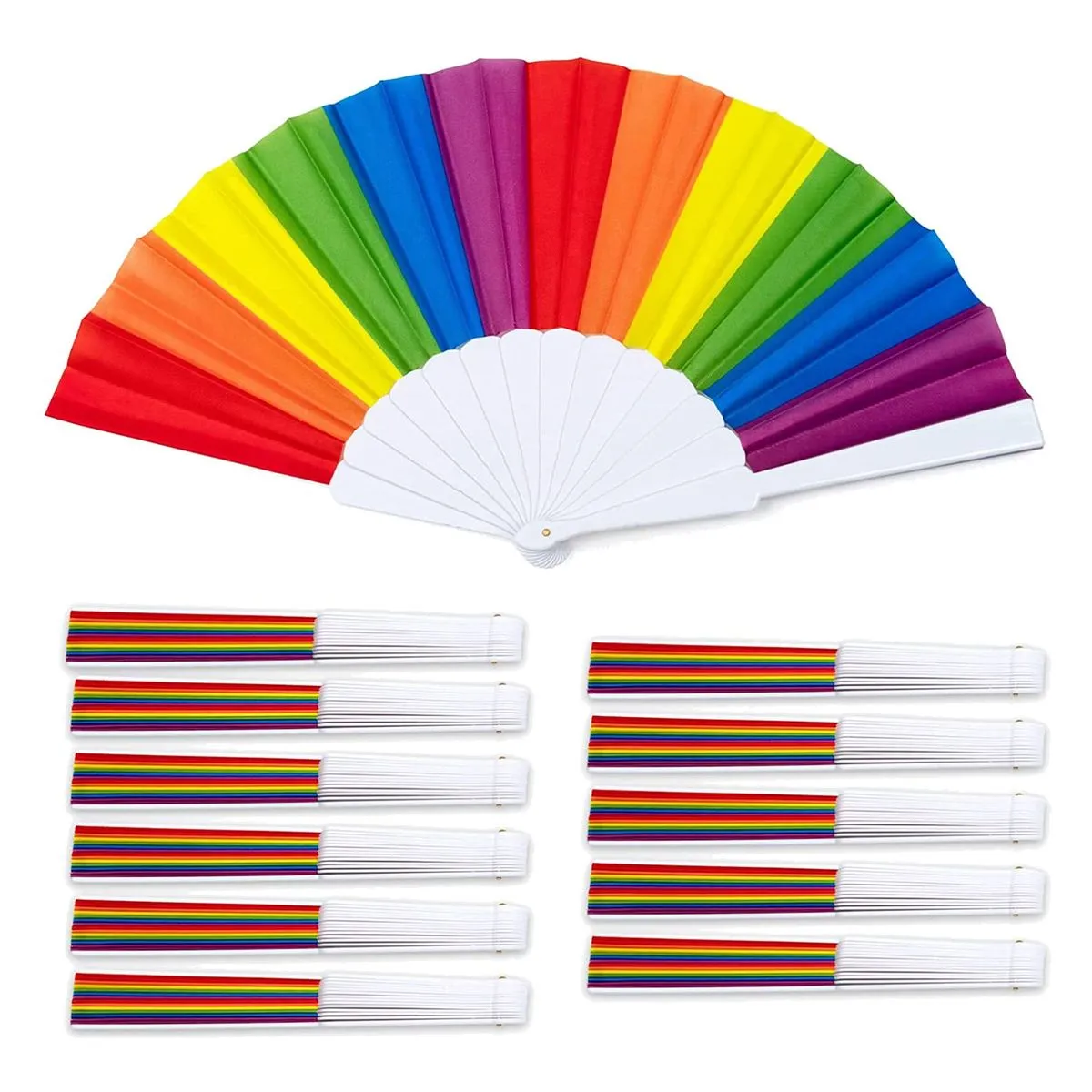 Rainbow Fans 12-Pack Fans Rainbow Lgbtq Portable Compatible with None