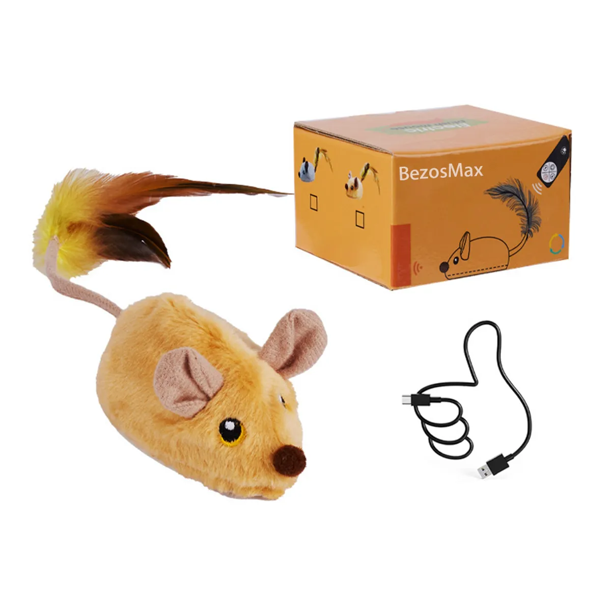 BezosMax Interactive Cat Toy Mouse, Automatic Moving Cat Toy with Tail