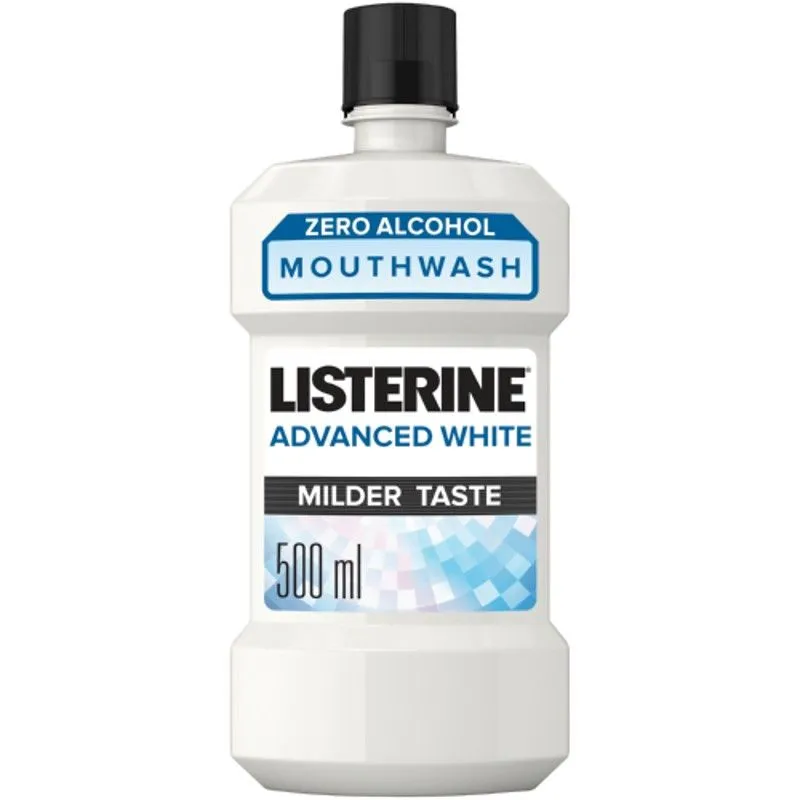 Listerine Mouthwash Advanced White Milder Taste - 6 x 500ml