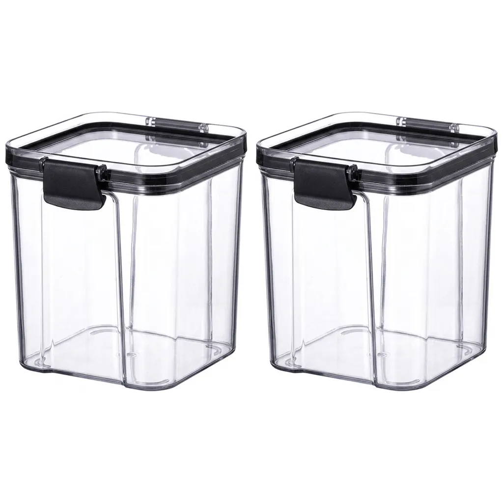 2 Pack - 700ml Plastic Airtight Food Storage Container - Black