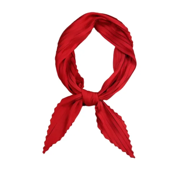 Retro Style Pleated Diamond Square Scarf Silk