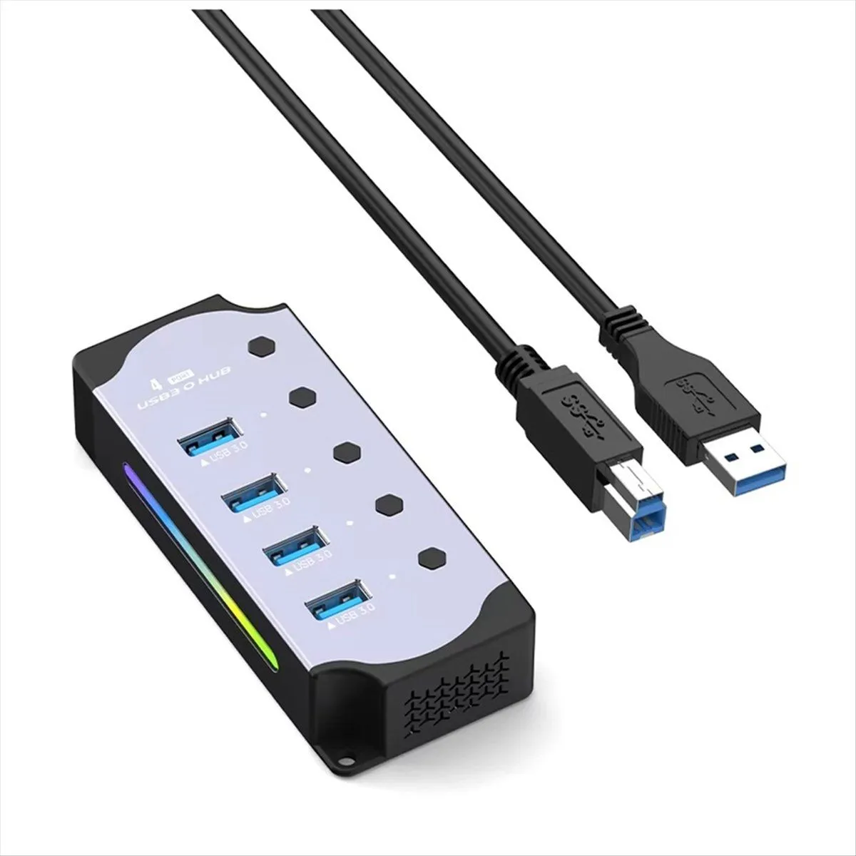 4 Port Usb 3.0 Hub Usb Adapter with Individual Led On/Off Switches