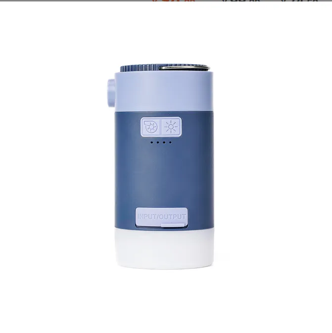 3-In-1 Portable Air Pump, Supports Solar/USB Charging - Blue