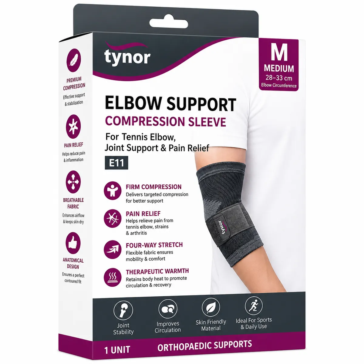 Tynor Elbow Support Medium (M) Sleeve for Tennis Elbow