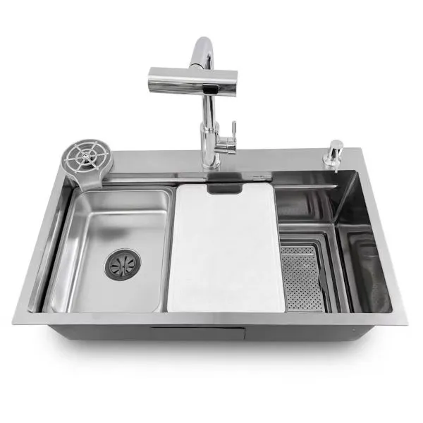 R&H Single Kitchen Sink With Slag Collection Net - Chrome