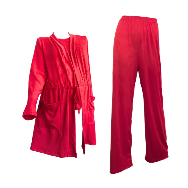 Maternity & Nursing- Hospital Pajamas-Cardigan Elegance Set TALL Red