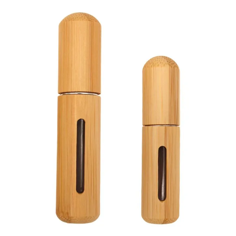 2-Pack Refillable Perfume Spray Bottles - Portable Wooden Atomizers