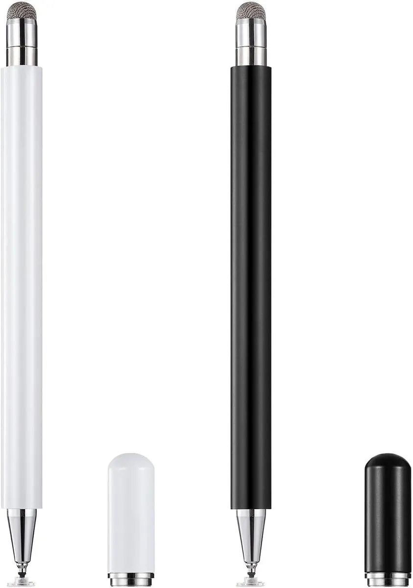2pcs Capacitive Stylus Pens for Touch Screens Dual-Color Black and White