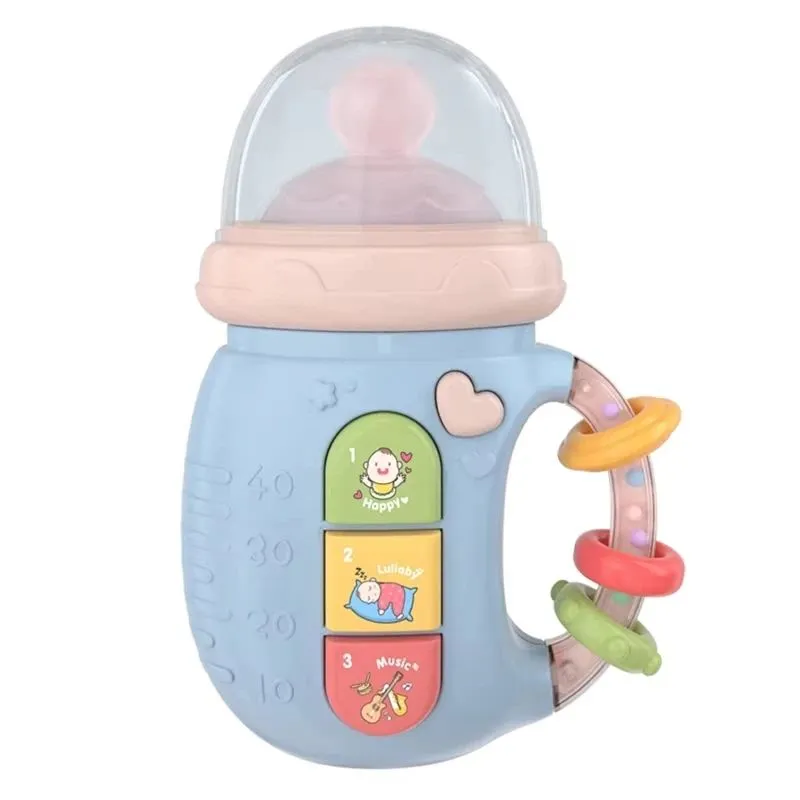 Early Education Montessori Toy Bottle Musical and Safety Teether - Blue