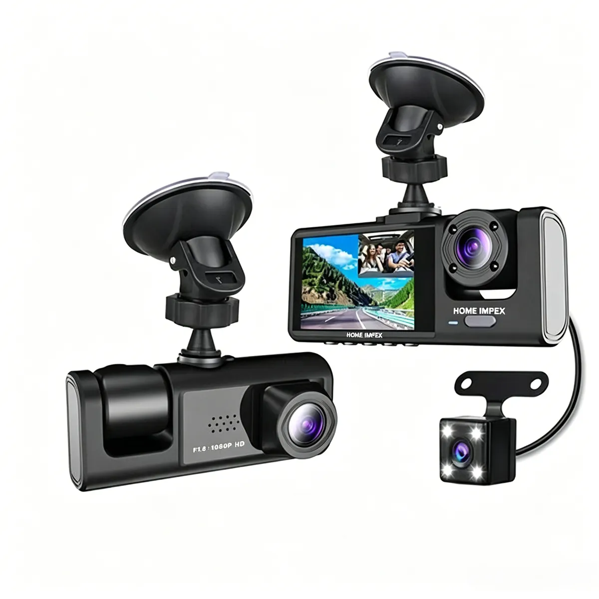 3 Channel 1080P Car Dash Cam Recorder