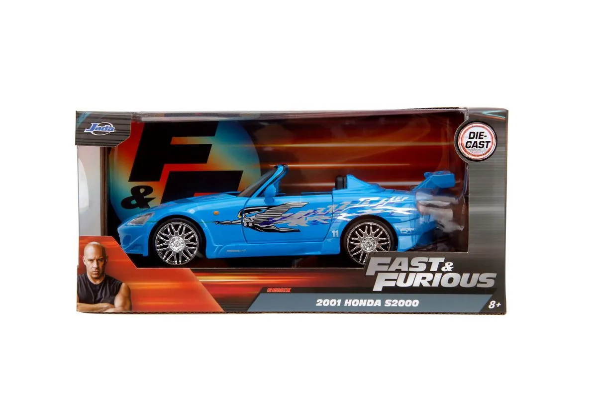 Fast & Furious 1:24 Diecast Vehicles - 2001 Honda S2000 Blue