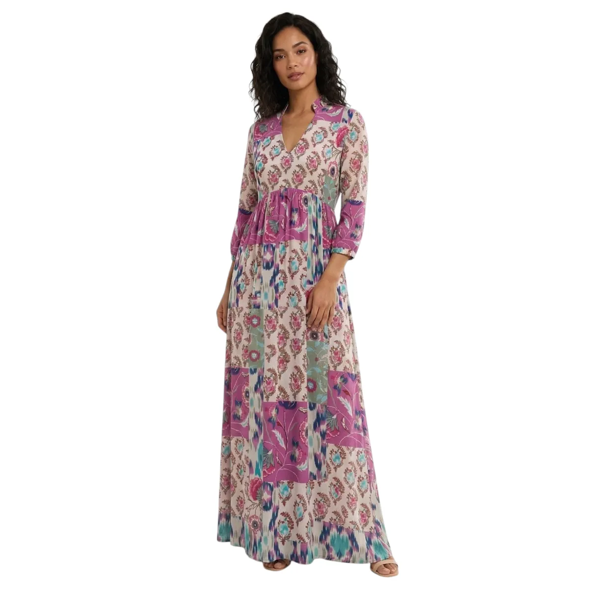Pink Floral Print Maxi Dress