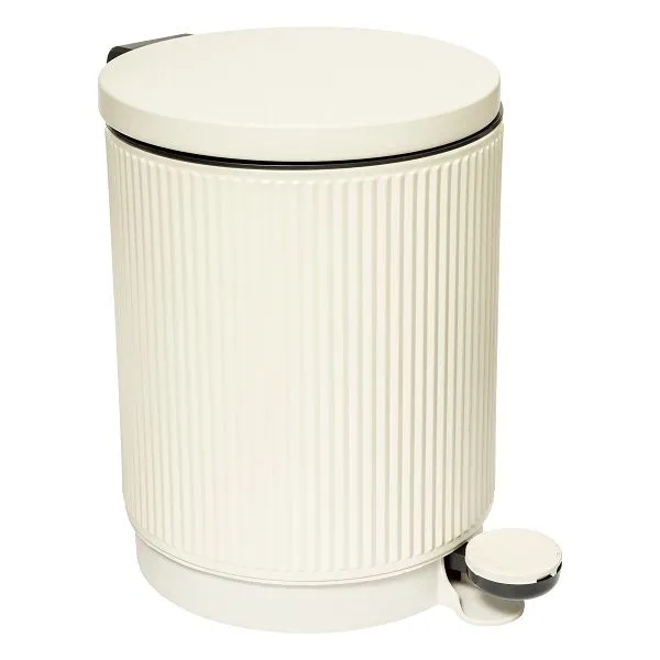 5five Stainless Steel Cylindrical Softclix Pedal Bin 5Lt - Cream