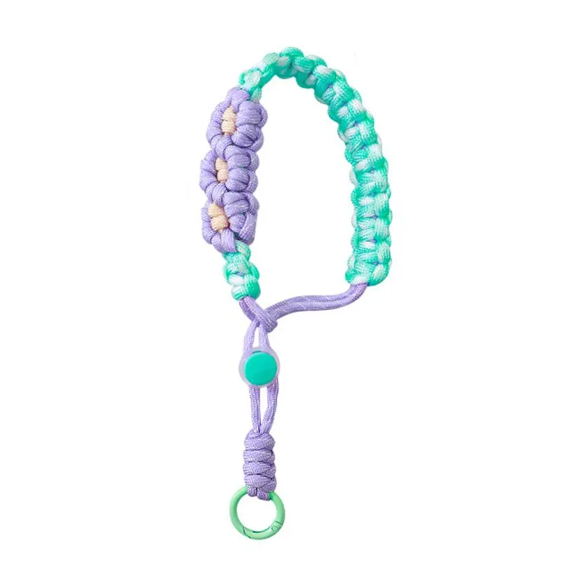 Adjustable Length Multi-color Braided Cotton Rope Car Keychain Holiday Gift - Blue