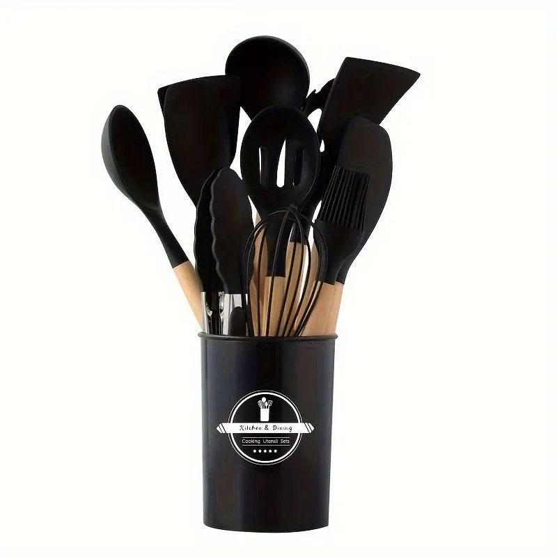 Non-Stick Kitchenware Utensils Set-12pcs - Black