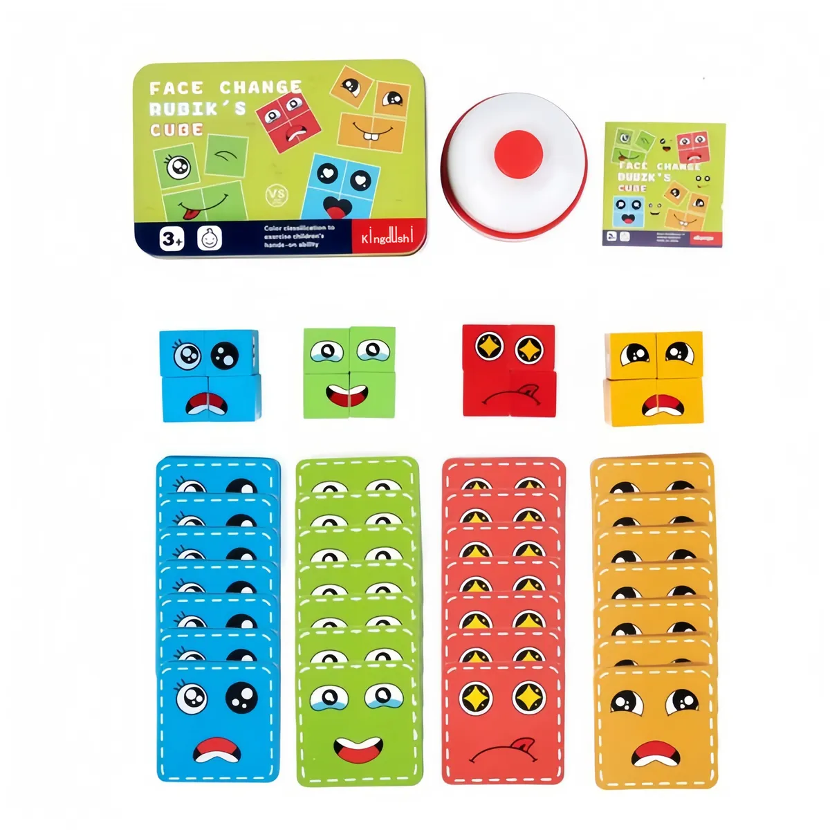 Kingdushi Wooden Face Changing Cube Game Puzzle Set-Kids Educational Toy