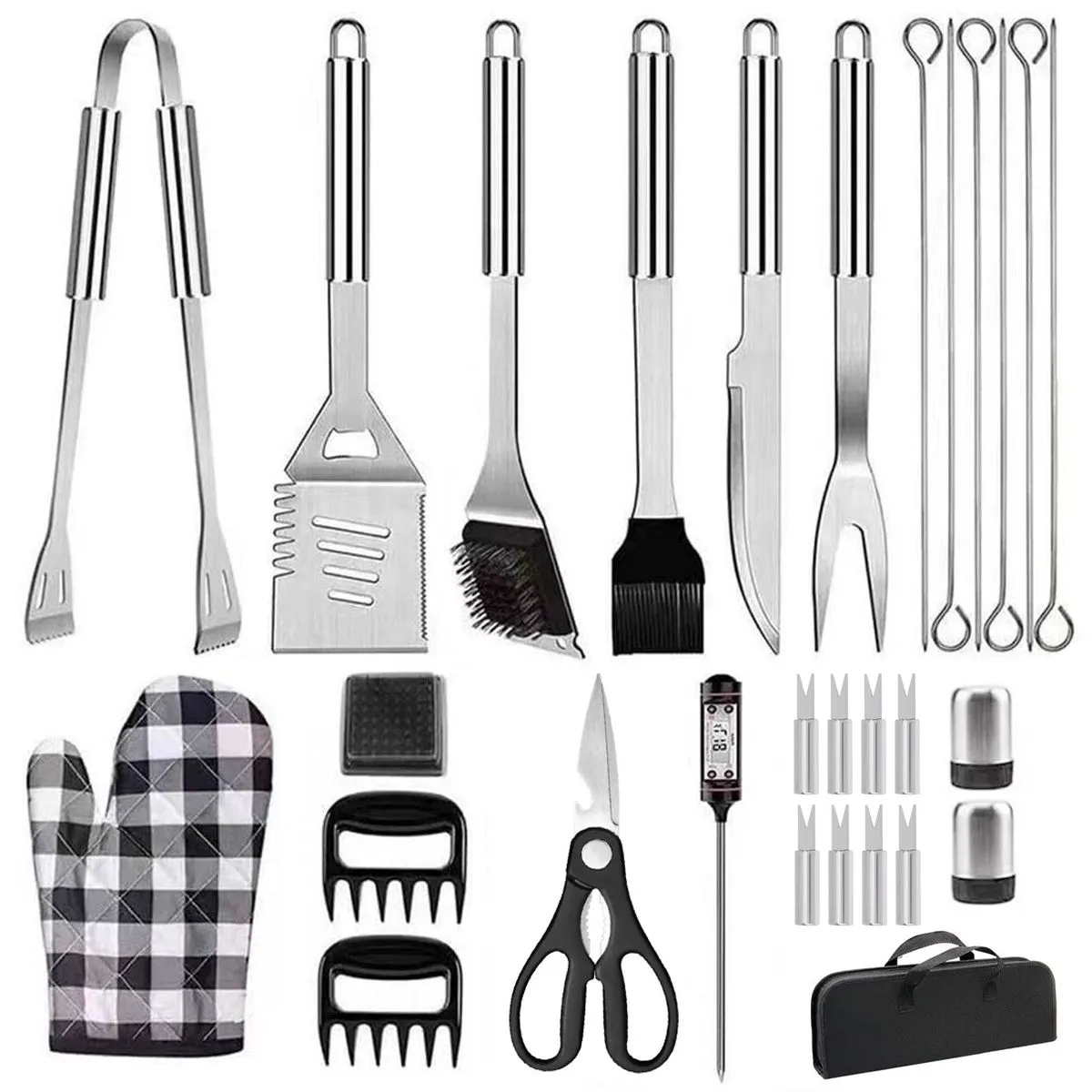 28 Piece Braai Set BBQ Grill Utensils Tool with Storage Bag